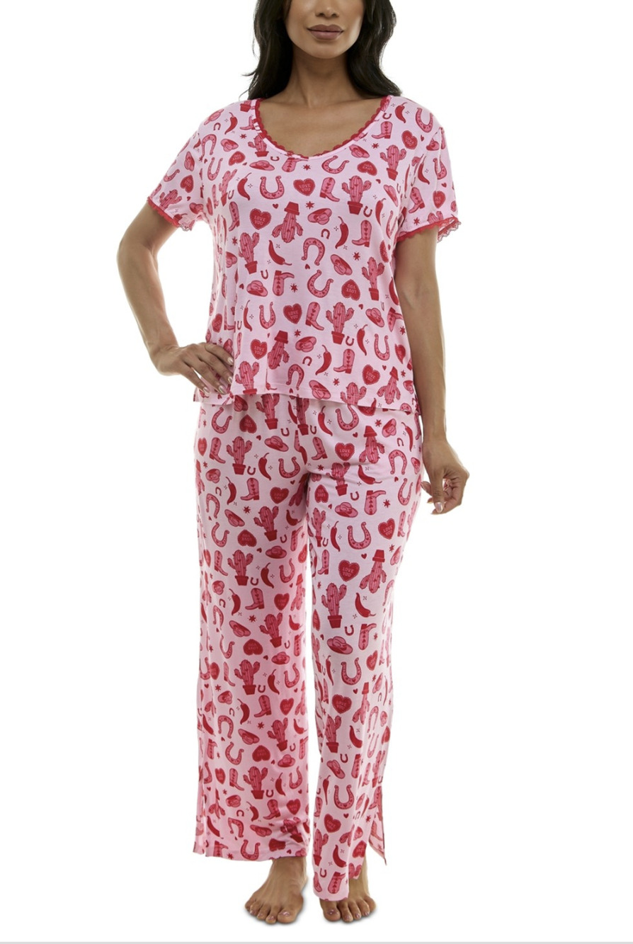 Roudelain Women Valentine's Pajama Set Cowgirl Fairytale Size L